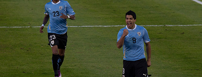 Luis Suarez with Abel Hernandez